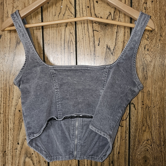 FASHION NOVA Gabreilla Mineral Wash Denim Bustier Crop Top - Large - Picture 4 of 5